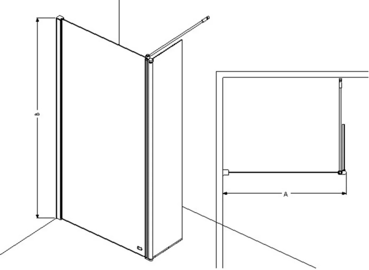 Paroi fixe 800mm + segment pivotant 400mm Transparent